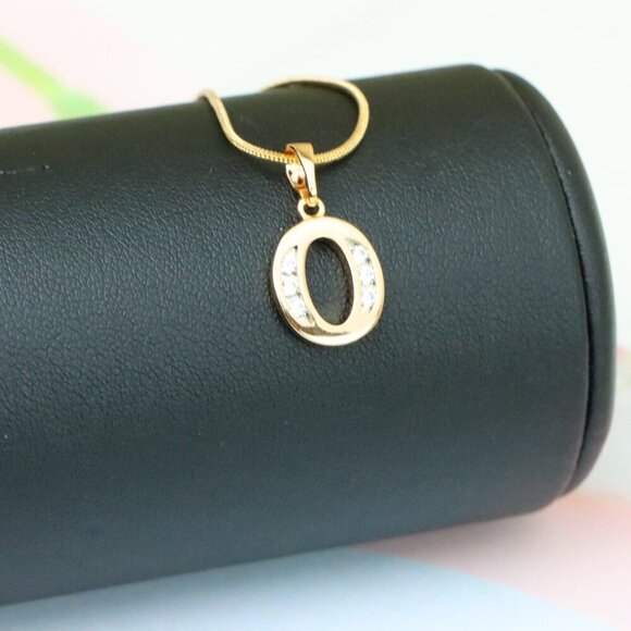 "Rose Gold Letter O Pendant with Crystals – 18K Gold Plated Charm, XPPT1364 - Picture 5 of 13